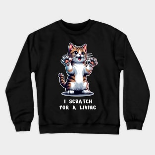 Cute Cat T-Shirt, I Scratch For A Living, Funny Kitten Tee, Cat Lover Gift, Pet Owner Animal Humor Unisex Graphic Tee Crewneck Sweatshirt